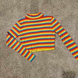 small Rainbow long sleeve crop top sweater